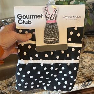 Gourmet Club Black Polka Dot Cotton Apron New